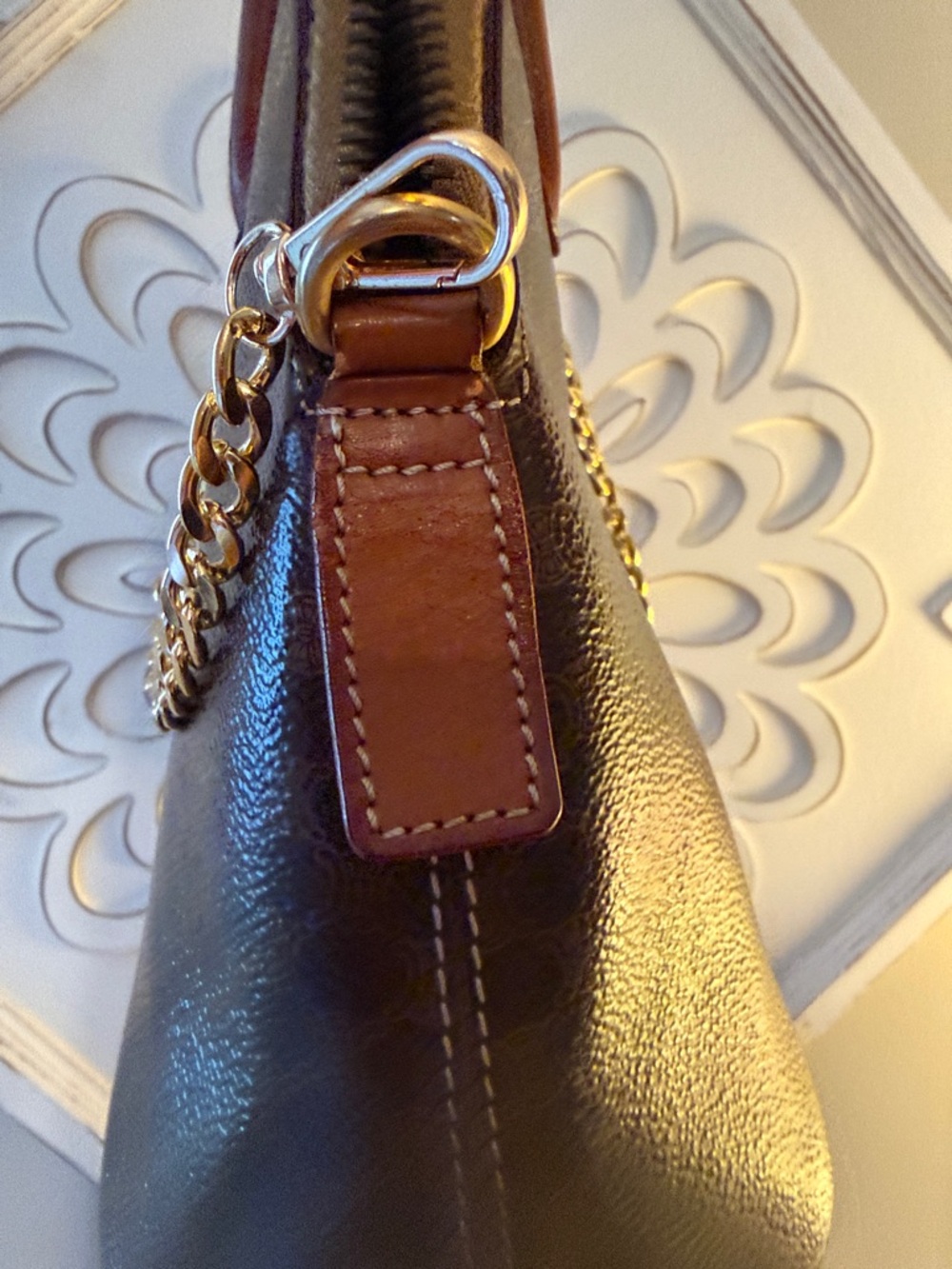 CELINE Macadam Patterned Done Satchel Handbag Vintage - Picture 7 of 14